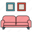 double, sofa, furniture, picture, frame 