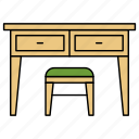 table, drawers, handles, stool, cabinet, furniture