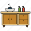table, drawers, handles, washbasin, furniture 