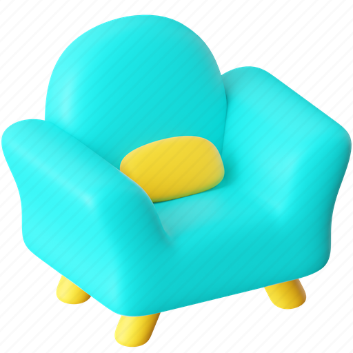 Armchair, couch, seat, chair, home, furniture, interior 3D illustration - Download on Iconfinder