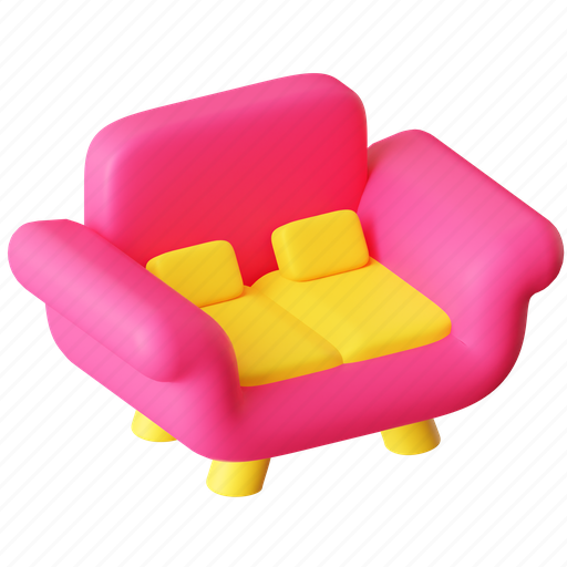 Sofa, couch, home, chair, seat, house, furniture 3D illustration - Download on Iconfinder