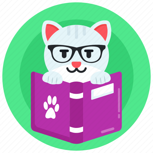 Reading cat, cat book, smart cat, cat education, cat booklet icon - Download on Iconfinder