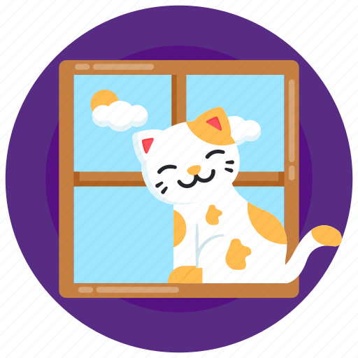 Cat, kitten, animal, happy cat, cat on window icon - Download on Iconfinder