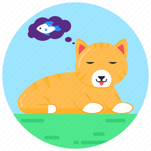 Cat thoughts, hungry cat, cat dream, thinking of fish, hungry pet icon - Download on Iconfinder