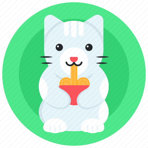 Pet eating noodles, cat eating noodles, cat pasta, cat food bowl, pet food icon - Download on Iconfinder