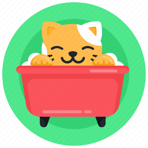 Cat bath, cat bathtub, cat shower, pet bath, animal bath icon - Download on Iconfinder