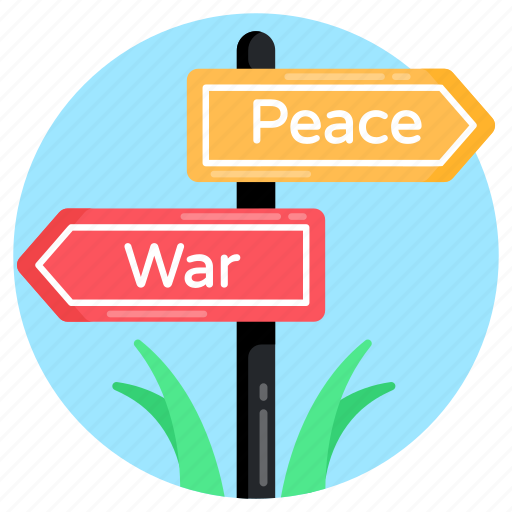 Peace sign board, war concept roadboard, fingerpost, roadpost, peace directions icon - Download on Iconfinder