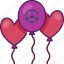 balloons, celebration, party, decoration, peace sign, heart, love 