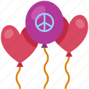 balloons, celebration, party, decoration, peace sign, heart, love