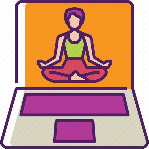 Laptop, computer, technology, online, yoga, meditation, mobile icon - Download on Iconfinder