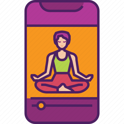 Smartphone, mobile, phone, technology, yoga, online, meditation icon - Download on Iconfinder