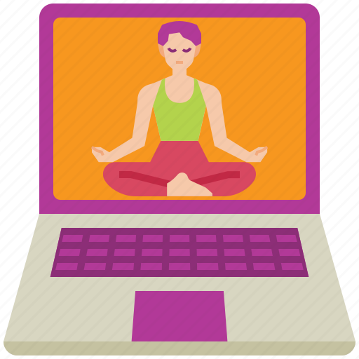 Laptop, computer, technology, online, yoga, meditation, mobile icon - Download on Iconfinder