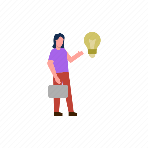 Female, working, idea, bulb, creative icon - Download on Iconfinder