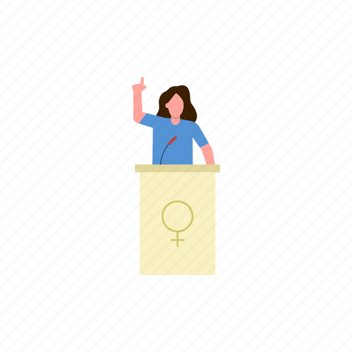 Podium, speech, female, women, day icon - Download on Iconfinder