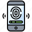 fingerprint, lock, mobile, security, signal 