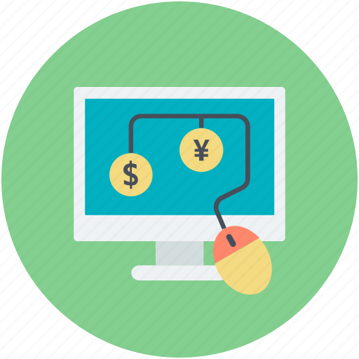 Cash interface, cash method, computer, dollar circles, online business icon - Download on Iconfinder