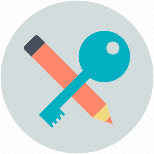 Keywording, keywords, optimization, pencil with key, tagging icon - Download on Iconfinder