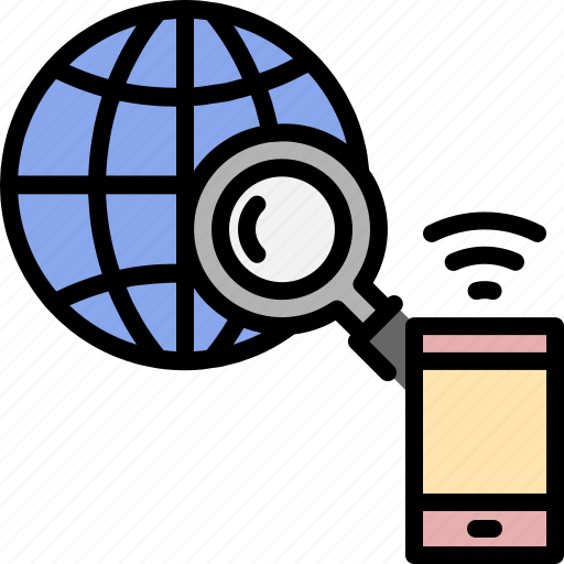 Earth, glass, global, internet, magnifying, networking, smartphone icon - Download on Iconfinder