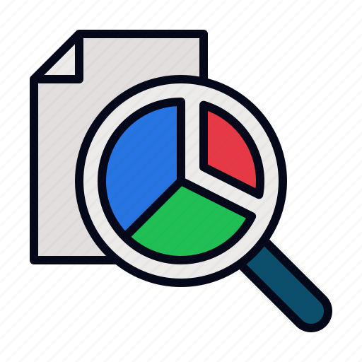 Data, analysis, magnifying, glass, loupe, pie, chart icon - Download on Iconfinder