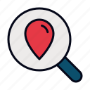 seo, loupe, search, marketing, optimization, map, pointer, pin, magnifying glass