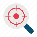 competitive, analysis, target, business, magnifying, loupe, searching, search, aim