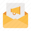 email, marketing, bullhorn, megaphone, mail, message, announcement, envelope, communication