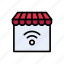 connection, shop, signal, store, wireless 