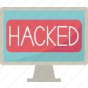 hacked, computer, cybercrime, attack, threat
