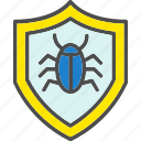 antivirus, bug, outlined, protection, safety, shield, technology