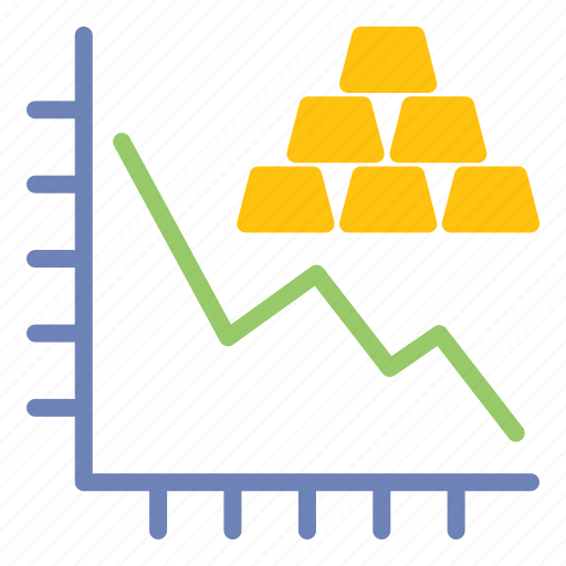 Decrease, graph, statistic, gold, investment icon - Download on Iconfinder