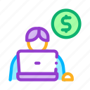 business, businessman, coin, drawing, laptop, money