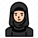 muslim, woman, dress, abaya, hijab, user, avatar
