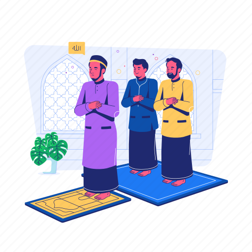 Congregation, mosque, islamic, muslim, islam, religion, prayer illustration - Download on Iconfinder