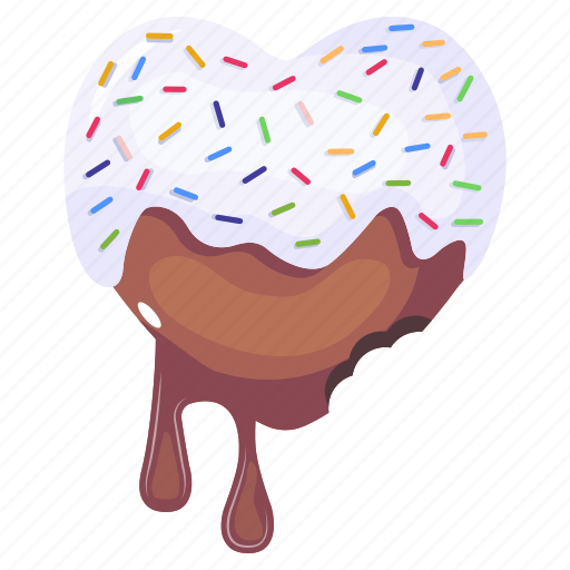 Heart chocolate, sprinkle chocolate, confectionery, dessert, sweet icon - Download on Iconfinder