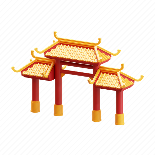 Isometric, chinatown, gate, entrance, traditional, landmark, culture 3D illustration - Download on Iconfinder