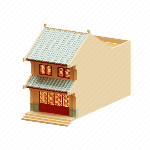 Isometric, chinatown, shop, house, building, architecture, traditional 3D illustration - Download on Iconfinder
