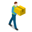 box, carrying, male, man, walking, warehouse, warehouseman 