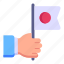 flag, japan flag, handheld flag, ensign, patriotic 