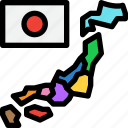 flag, japan, map, travel