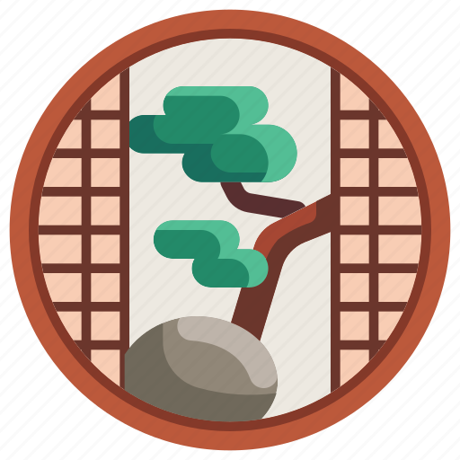 Bonsai, curtain, decoration, furniture, household, japanese, window icon - Download on Iconfinder