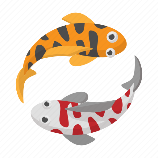 Cartoon, fish, japan, koi, sign, style, two icon - Download on Iconfinder
