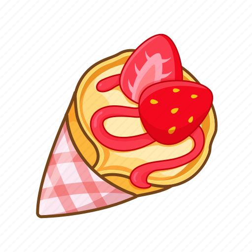 Bakery, cone, cream, crepe, dessert, strawberry, sweet icon - Download on Iconfinder