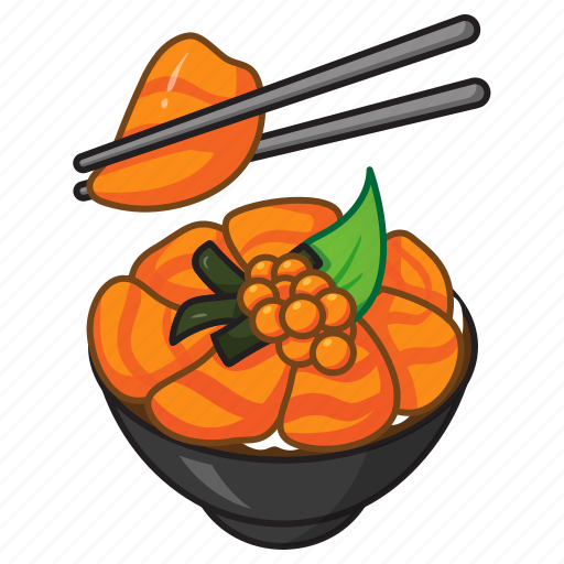 Bowl, caviar, chopsticks, donburi, japanese food, restaurant, salmon icon - Download on Iconfinder