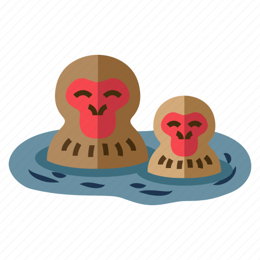 Bath, cute, hotspring, snow monkey resorts, tourist attraction icon - Download on Iconfinder