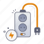 power strip, electricity, cable, socket, plug, computer hardware, hardware, component, computer 