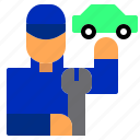 avatar, car, fixing, job, mechanic, occupation, worker