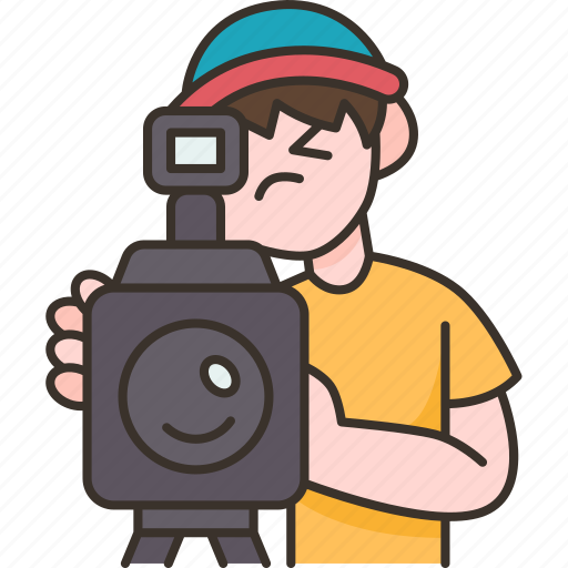 Cameraman, videographer, broadcast, record, production icon - Download on Iconfinder