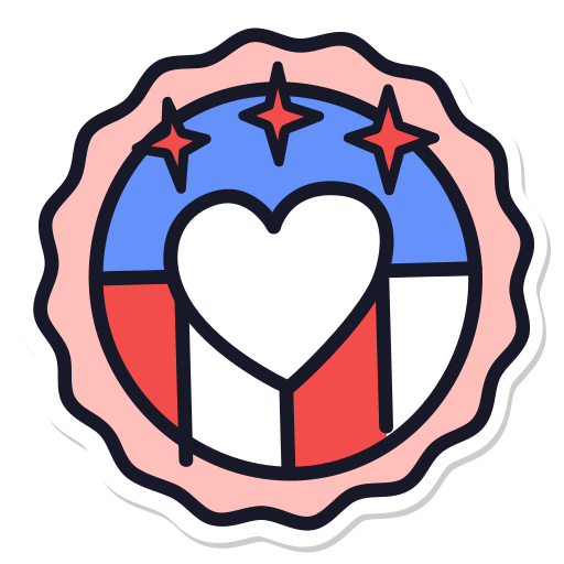 Badge, heart, usa, united states, july 4, july 4th, independence day sticker - Free download