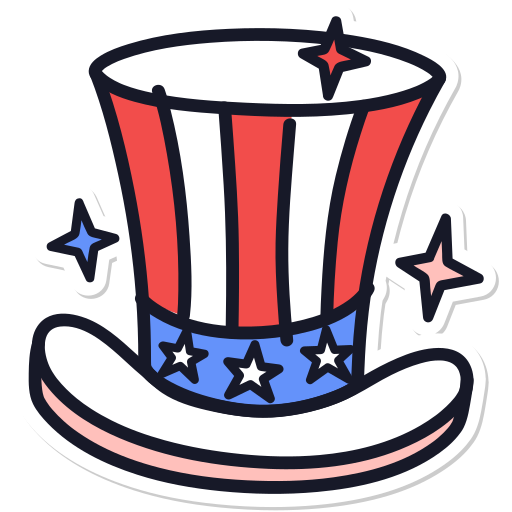 Hat, america, american, top hat, usa, united states, july 4 sticker - Free download