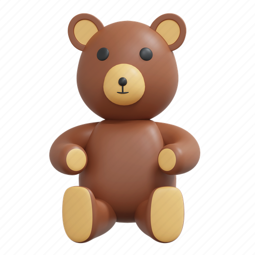 Brown, teddy, bear, toy, kids, toys, illustration 3D illustration - Download on Iconfinder